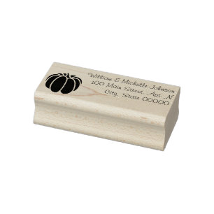 Houten adresstempel met pompoenpleister rubberstempel