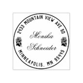 Houten adresstempel met roze rozen rubberstempel (Afrduk)