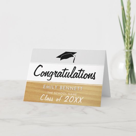Houten Afstudeercongratulaties Afstuderen Kaart (Voorkant)