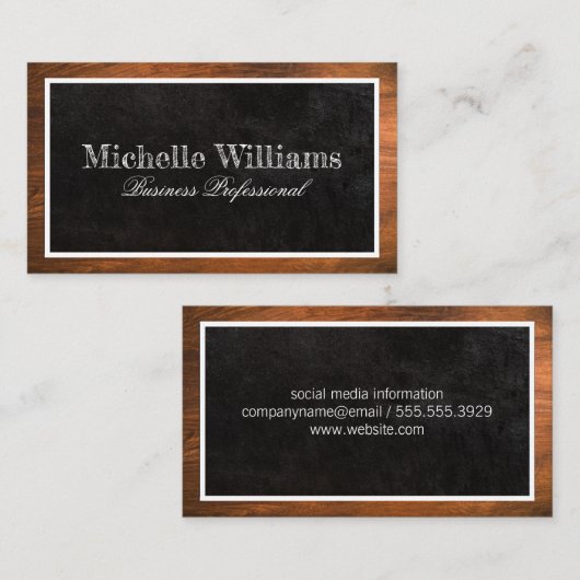 Houten Afwerking | Black Rock Textuur Visitekaartje (Voorkant / Achterkant)