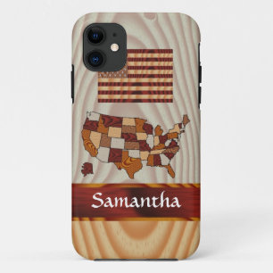 Houten Amerikaanse vlag en kaart Case-Mate iPhone Case