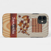Houten Amerikaanse vlag en kaart Case-Mate iPhone Case (Achterkant (horizontaal))