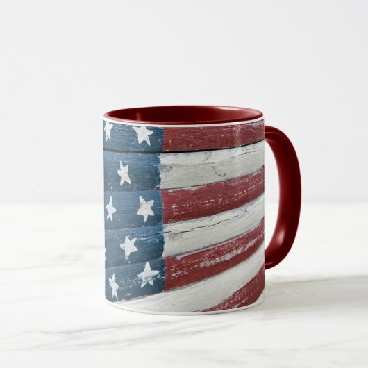 Houten Amerikaanse Vlag Mok (Voorkant rechts)