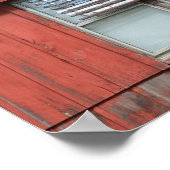 Houten Amerikaanse vlag op rode schuur in Vermont Poster (Hoek)