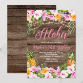 Houten Ananas Aloha Eerste Verjaardagsfeest Kaart (Voorkant / Achterkant)