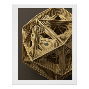 Houten Architectonische Fractale Complexe Geometri Perfect Poster