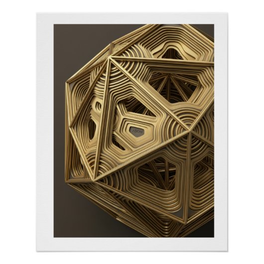 Houten Architectonische Fractale Complexe Geometri Perfect Poster (Voorkant)
