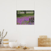 Houten art in het veld Phlox, Blauwe Bonnets met Poster (Keuken)