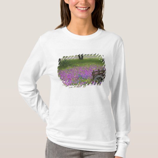 Houten art in het veld Phlox, Blauwe Bonnets T-shirt (Voorkant)
