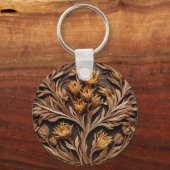 Houten Australische Kangoeroe Paw Flower Carving, Sleutelhanger (Voorkant)