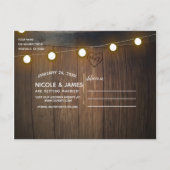 Houten Barrel Carved Heart Lights Save the Date Aankondigingskaart (Achterkant)