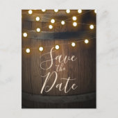 Houten Barrel Carved Heart Lights Save the Date Aankondigingskaart (Voorkant)