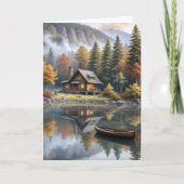 Houten berghuisje met roeiboot kaart (Voorkant)