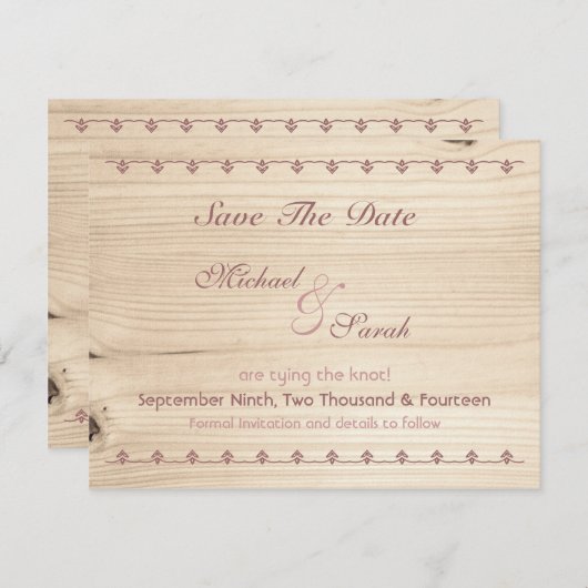 Houten bewaar de datum save the date (Voorkant / Achterkant)