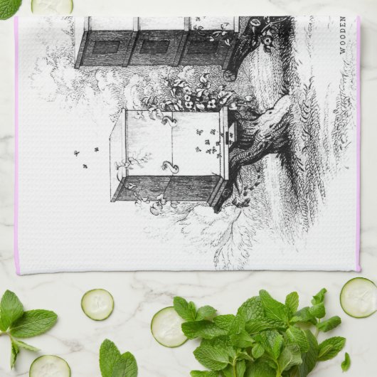  houten bijenkasten keukenhanddoek (Gevouwen)