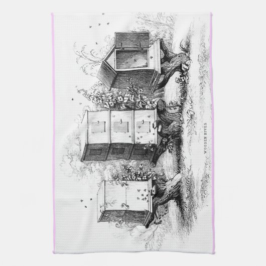 houten bijenkasten keukenhanddoek (Verticaal)