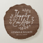 Houten Bloem Geschenk voor Huwelijk met Naam Rond Kussen (Achterkant)