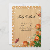 Houten Bloem Vlinder Trouw Menu Kaart Rustic (Voorkant)