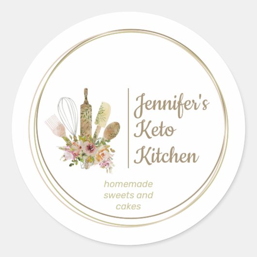 Houten Bloemen Bakkerij Keto Ronde Sticker (Voorkant)
