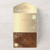  Houten Bloemen Kant Gouden Huwelijk All In One Uitnodiging (Buitenkant)