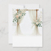 Houten Bloemenboog Groene Rozen Trouw RSVP Kaart (Achterkant)
