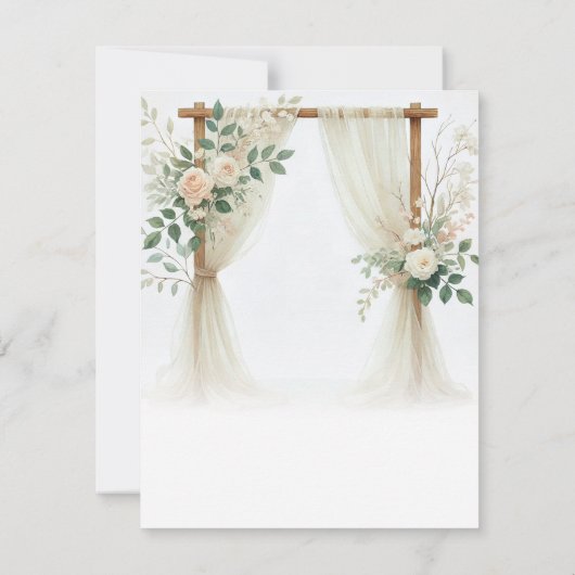 Houten Bloemenboog Groene Rozen Trouw RSVP Kaart (Achterkant)