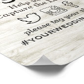 Houten bloemenslinger Snap Hashtag Trouwbord Poster (Hoek)