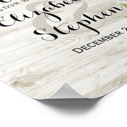 Houten bloemlichten Huwelijksontvangstbord Poster (Hoek)