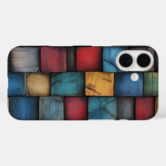 Houten blok textuur iPhone case (Achterkant (horizontaal))