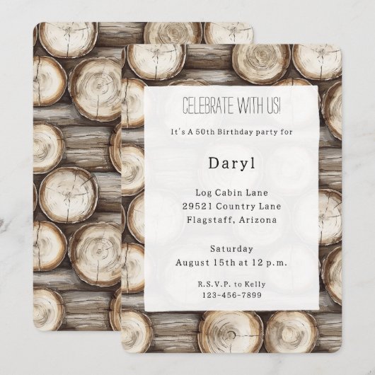 Houten blokhut 50e verjaardag kaart