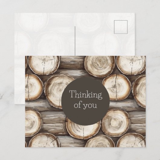 Houten blokhut die aan je denkt briefkaart (Voorkant / Achterkant)
