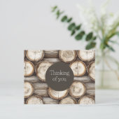 Houten blokhut die aan je denkt briefkaart (Staand voorkant)