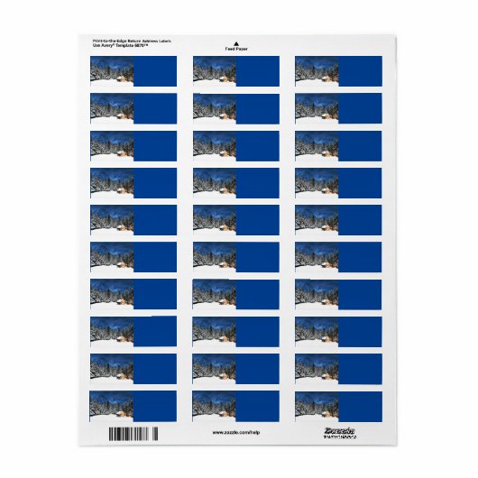 Houten Blokhut met Uitzicht op de Berg Etiket (Full Sheet)