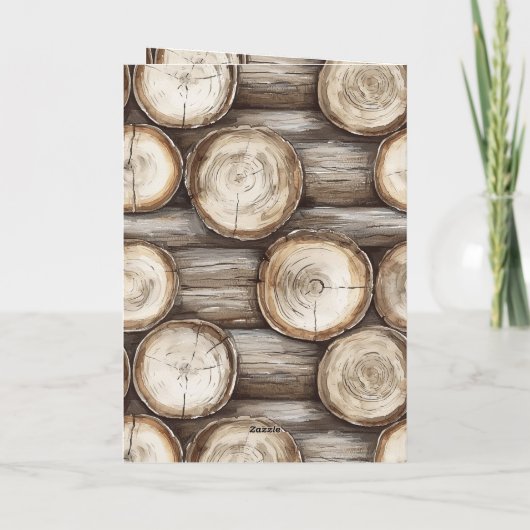 Houten Blokhut Verjaardag Kaart (Achterkant)