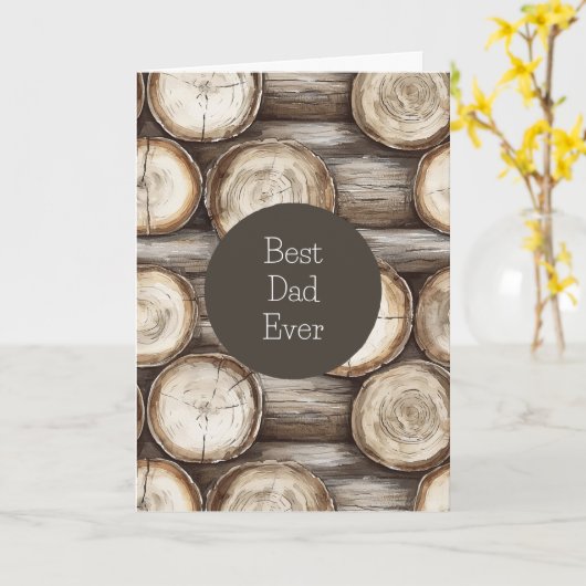 Houten Blokhut Verjaardag Kaart (Gele Bloem)