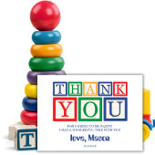 Houten Blokken ABC Primaire Kleuren voor het Onder Bedankkaart