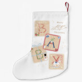 Houten Blokken Baby's Eerste Kerstvakantie Kleine Kerstsok (Achterkant)