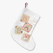 Houten Blokken Baby's Eerste Kerstvakantie Kleine Kerstsok (Voorkant (Hangend))