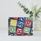 Houten blokken met alfabetten voor kinderen briefkaart (Staand voorkant)