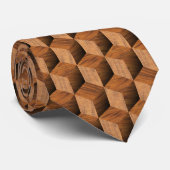 Houten Blokpatroon Stropdas (Opgerold)