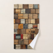 Houten bloktypografie en kunstcollage 2 bad handdoek (Handdoek)