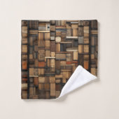 Houten bloktypografie en kunstcollage bad handdoek (Wasdoekje)