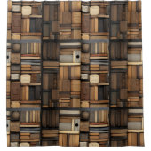 Houten bloktypografie en kunstcollage douchegordijn (Voorkant)
