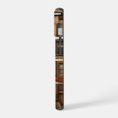 Houten bloktypografie en kunstcollage iPhone 15 case (Linkerkant)