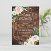 Houten blos Bloemen Geometrische brunch en bubbel Kaart (Staand voorkant)