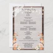Houten Blos & Perzik Bloemige Trouwceremonie Progr Kaart (Achterkant)