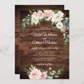 Houten blozende roze bloemenkrans bruidsdouche kaart (Voorkant / Achterkant)