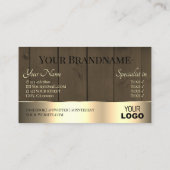 Houten Boards Bruin Houten Graan Logo Gouden Decor Visitekaartje (Achterkant)