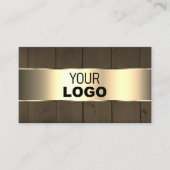 Houten Boards Bruin Houten Graan Logo Gouden Decor Visitekaartje (Voorkant)