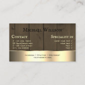 Houten Boards Donkerbruin Houten Grain Gouden Deco Visitekaartje (Achterkant)